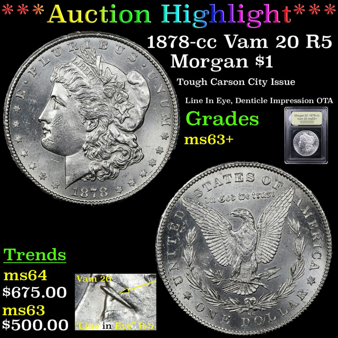 ***Auction Highlight*** 1878-cc Vam 20 R5 Morgan Dollar (1 of 6)