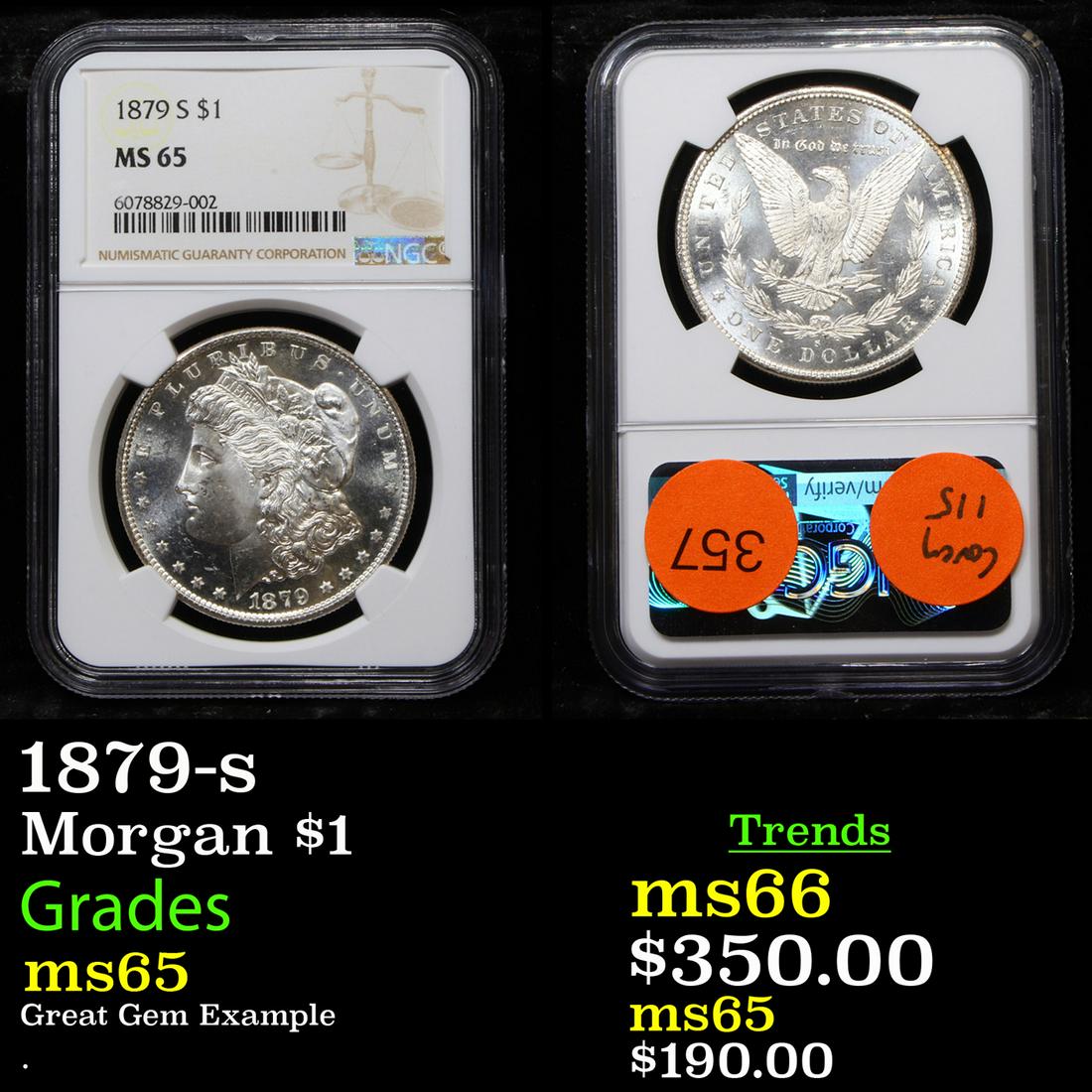 NGC 1879-s Morgan Dollar $1 Graded ms65 By NGC (1 of 3)