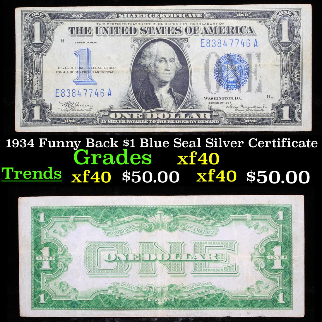 1934 Funny Back $1 Blue Seal Silver Certificate Grades (1 of 3)