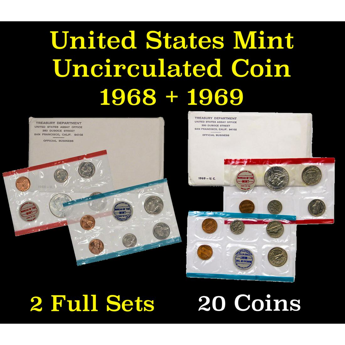 1968 & 1969 United States Mint Uncurculated Coin Sets (1 of 3)