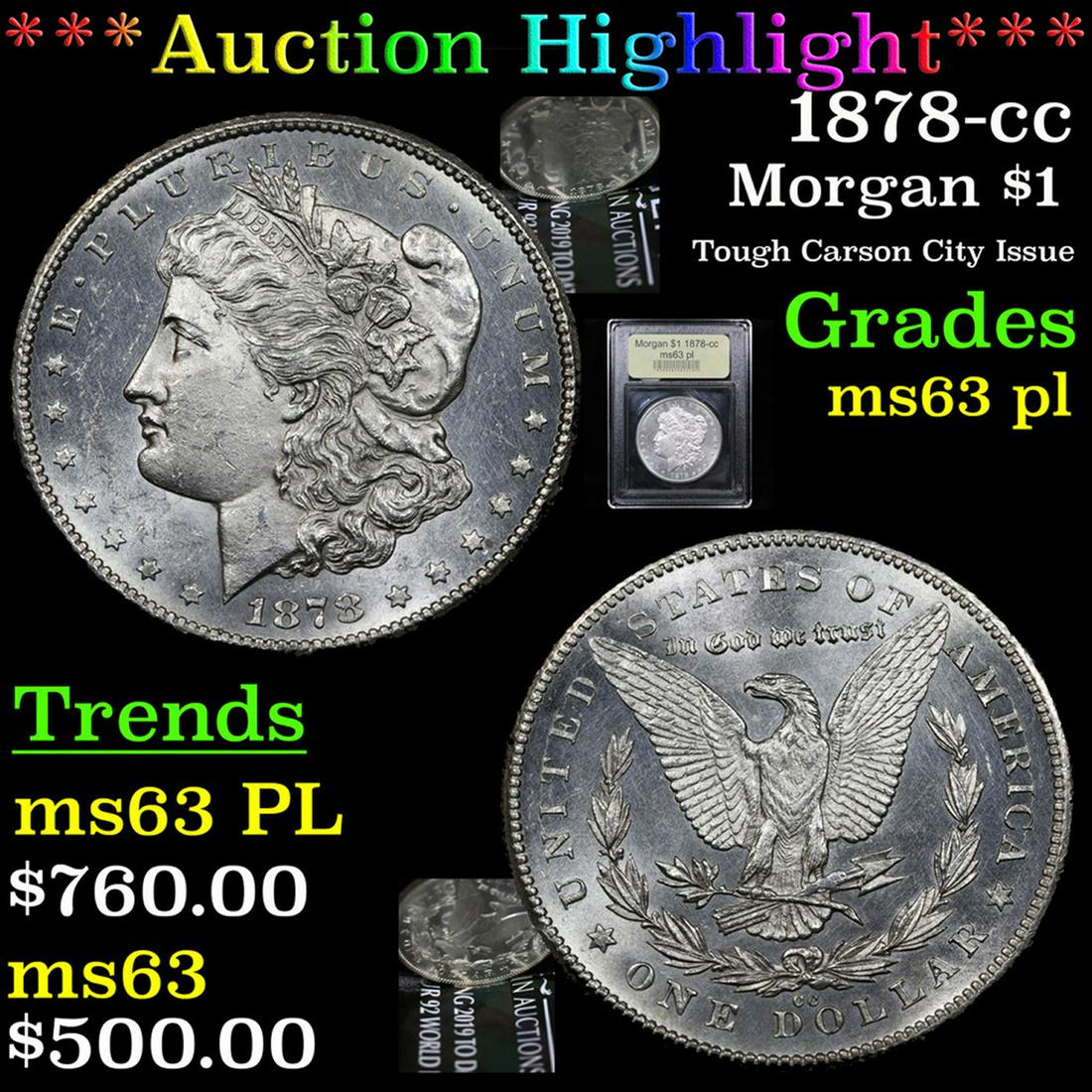 ***Auction Highlight*** 1878-cc Morgan Dollar 1 Graded (1 of 7)