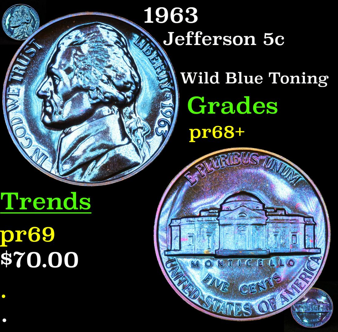 Proof 1963 Jefferson Nickel 5c Grades GEM++ Proof (1 of 7)