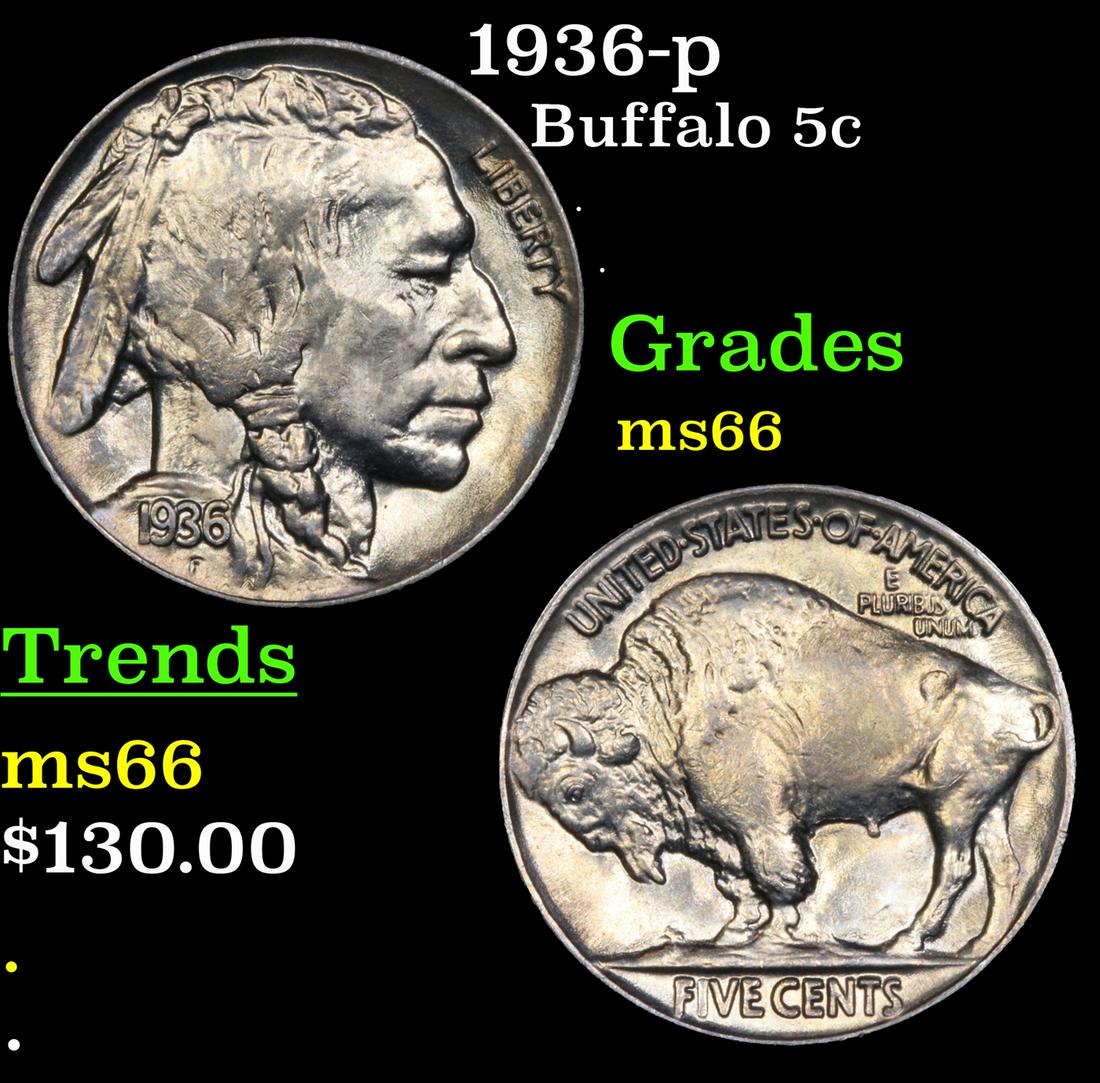 1936-p Buffalo 5c Grades GEM+ Unc (1 of 3)