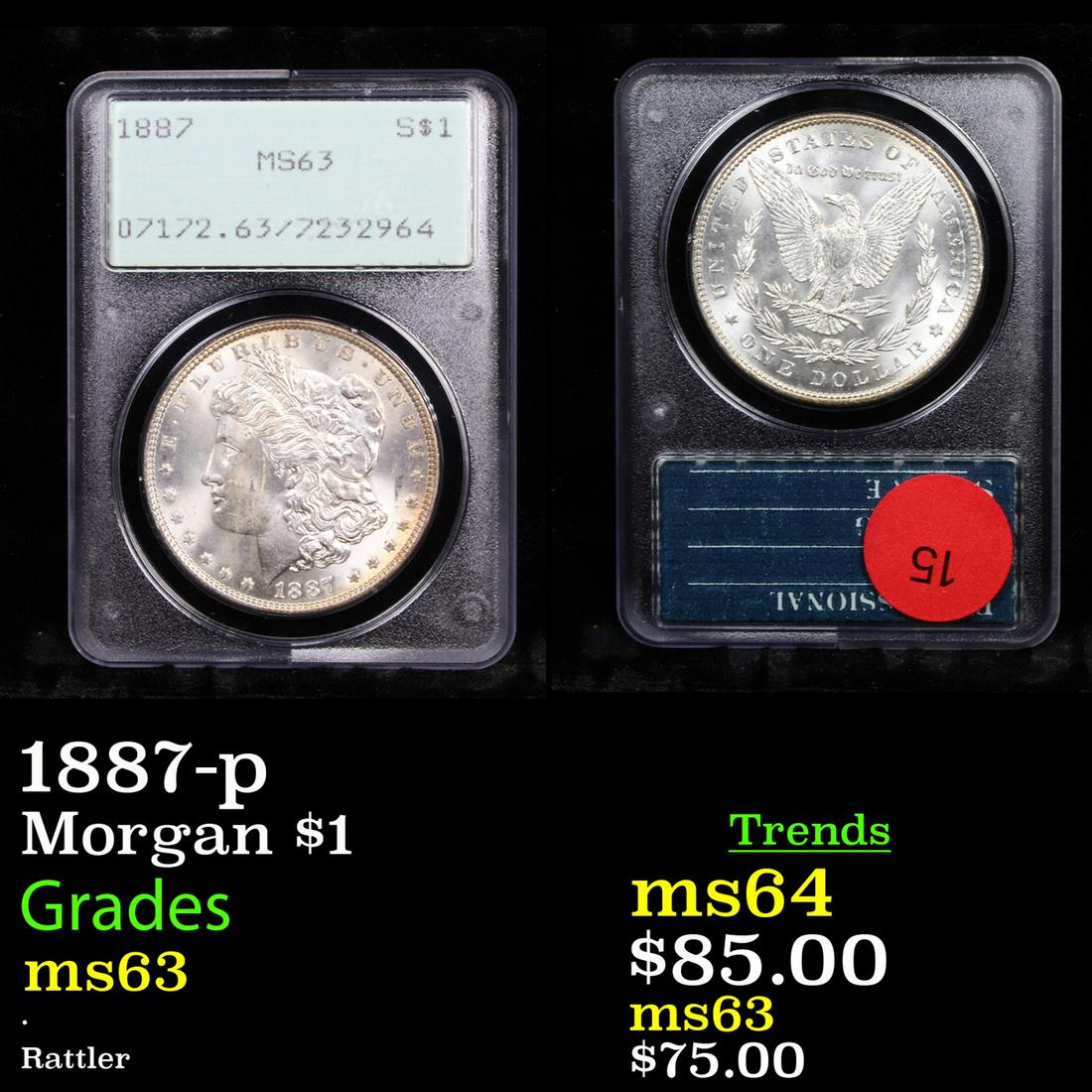 1887-p Morgan $1 Graded ms63 (1 of 3)