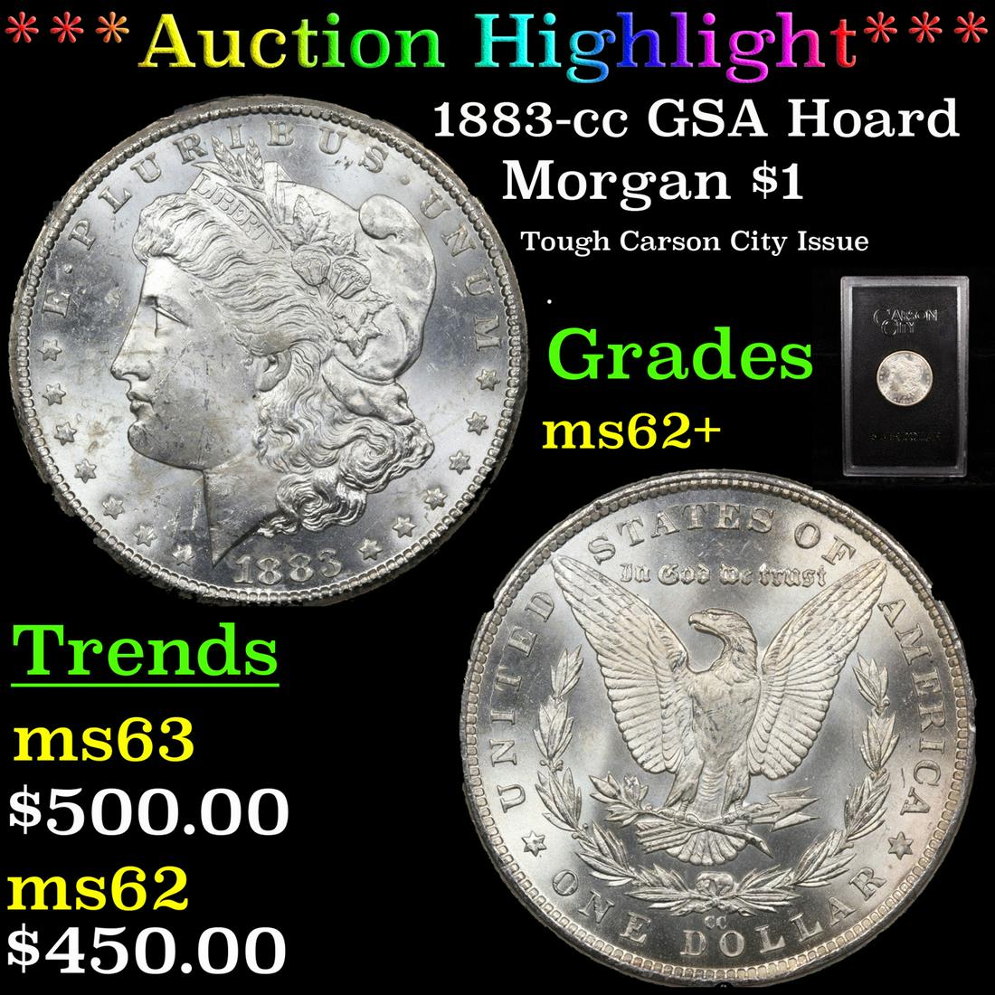 ***Auction Highlight*** 1883-cc GSA Holder Morgan: ***Auction Highlight*** 1883-cc GSA Holder Morgan Dollar $1 Grades Select Unc.