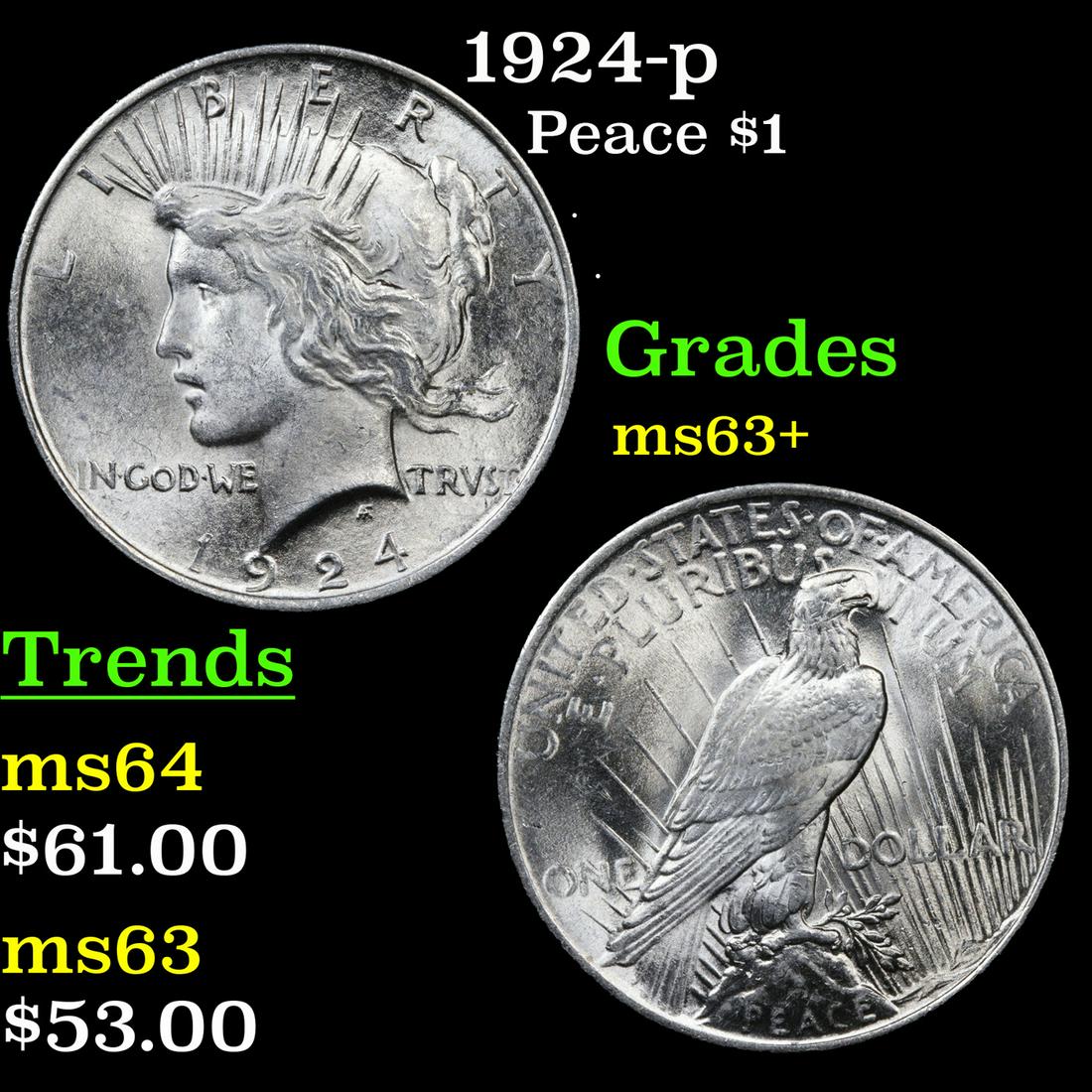 1924-p Peace $1 Grades Select+ Unc (1 of 3)