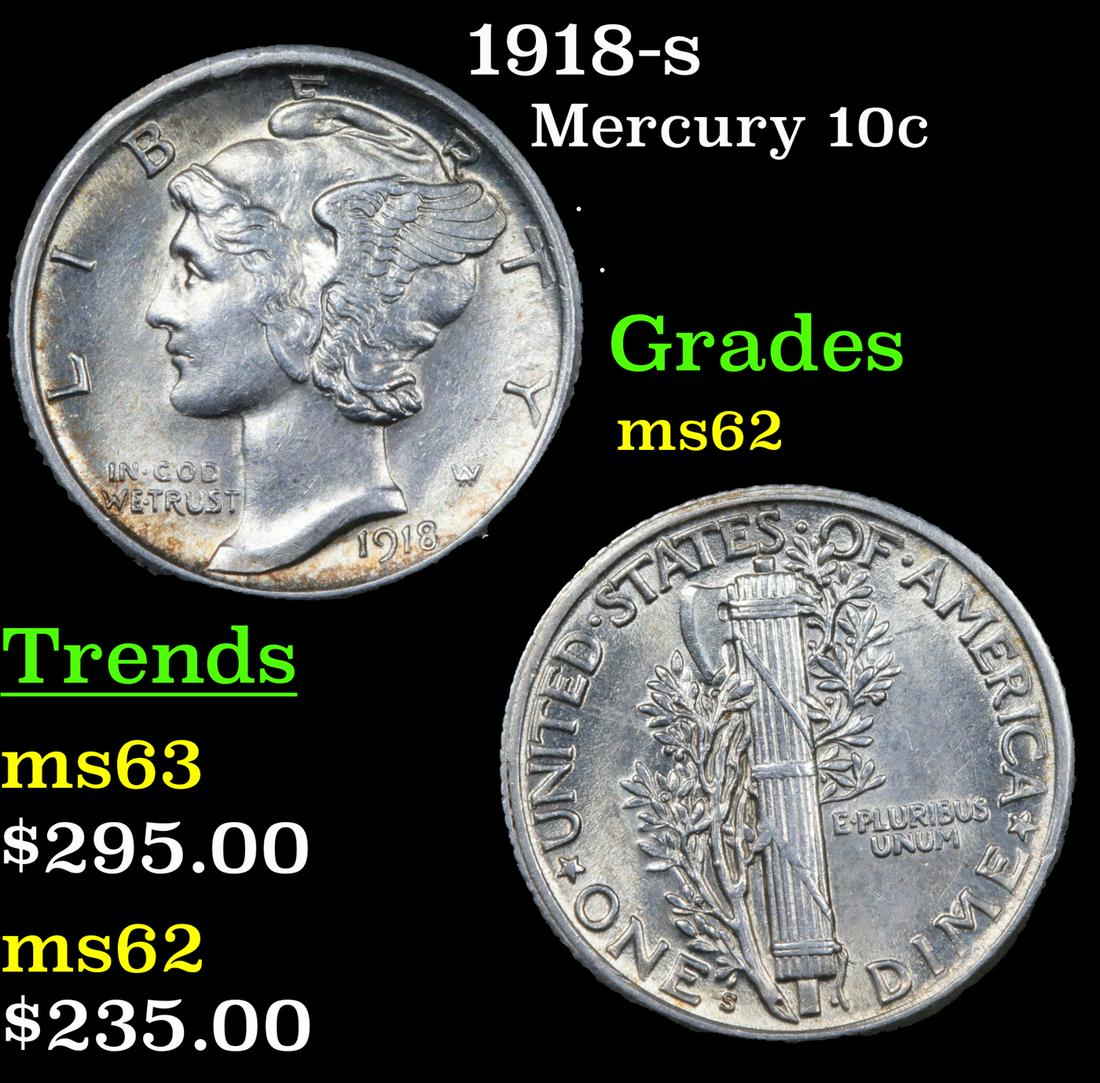 1918-s Mercury Dime 10c Grades Select Unc (1 of 3)