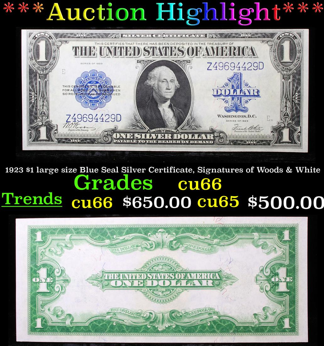 ***Auction Highlight*** 1923 $1 large size Blue Seal (1 of 3)