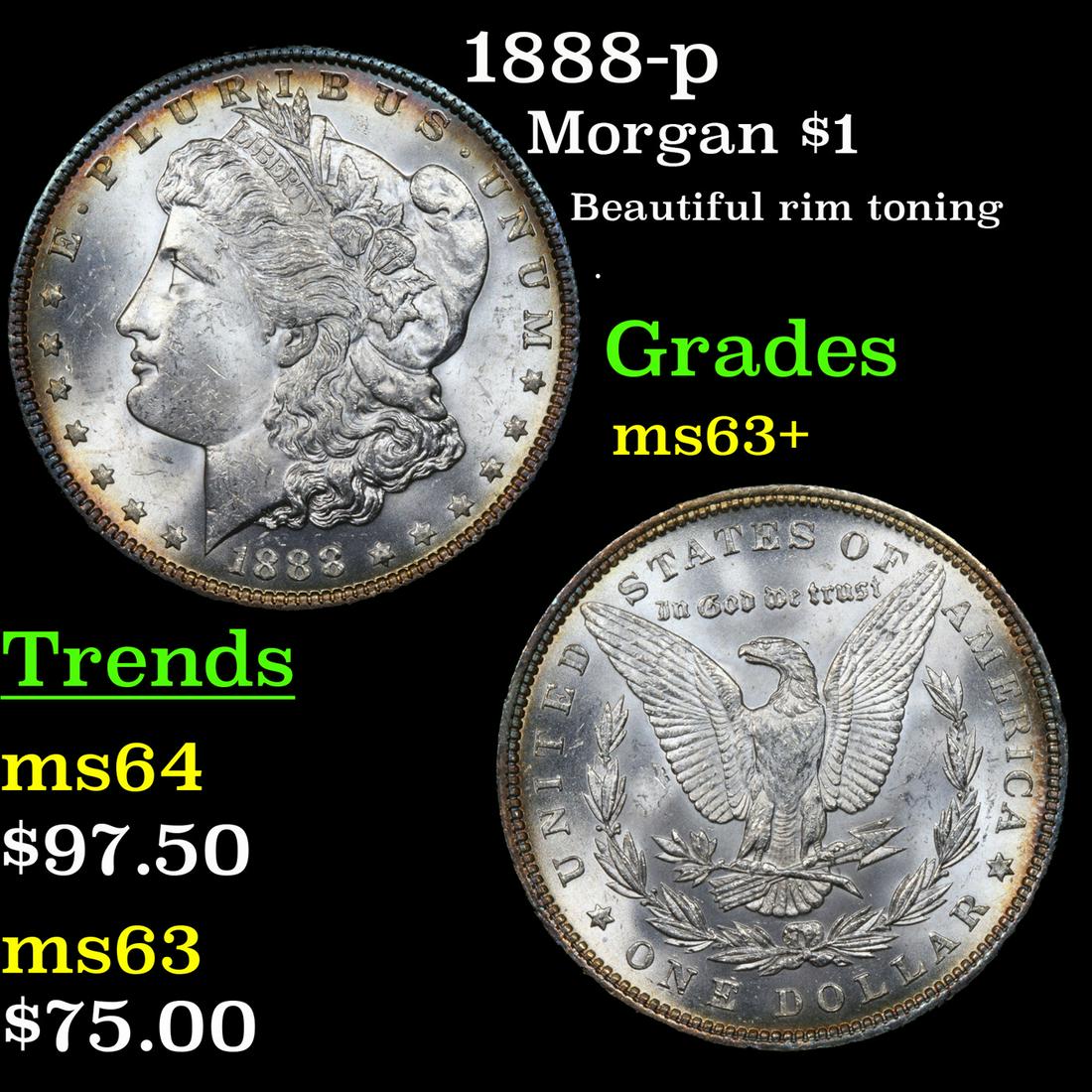 1888-p Morgan $1 Grades Select+ Unc (1 of 3)