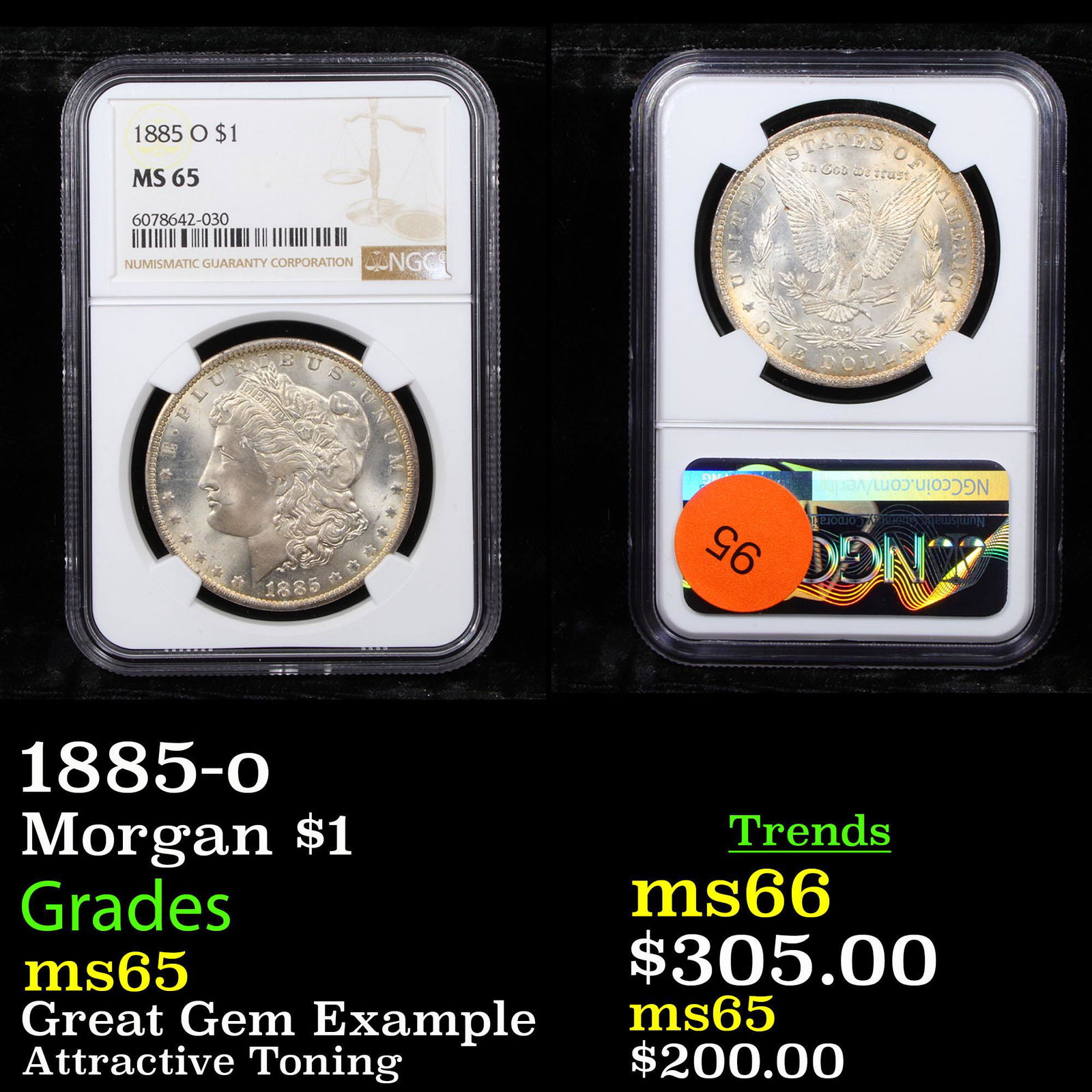 1885-o Morgan $1 Graded ms65 (1 of 3)