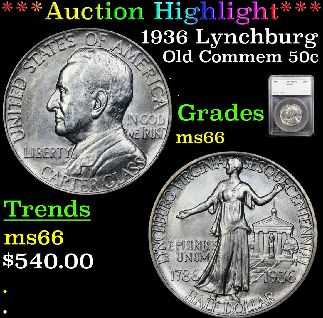 *Highlight* 1936 Lynchburg Old Commem 50c Graded ms66 (1 of 5)