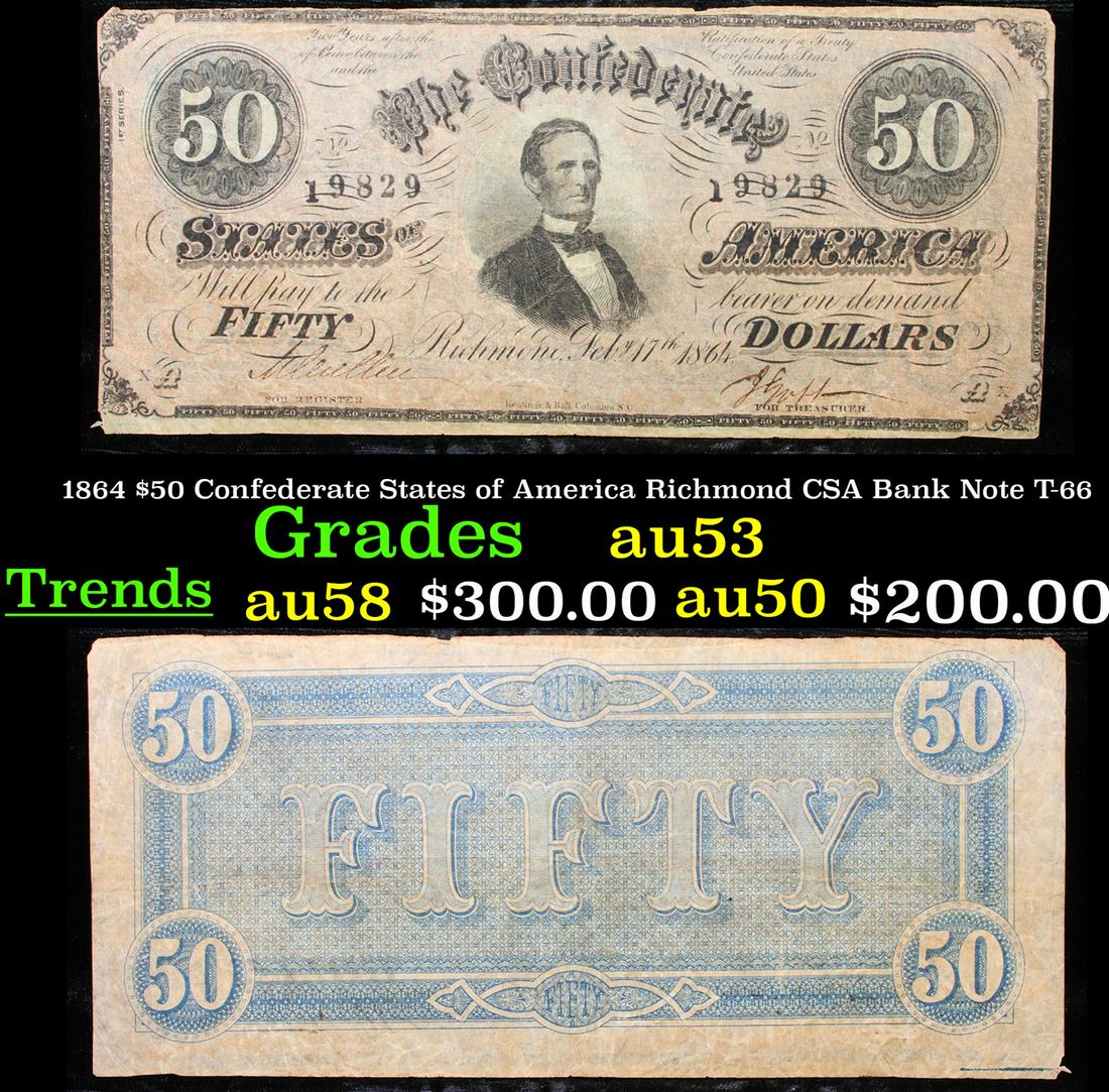 1864 $50 Confederate States of America Richmond CSA (1 of 3)