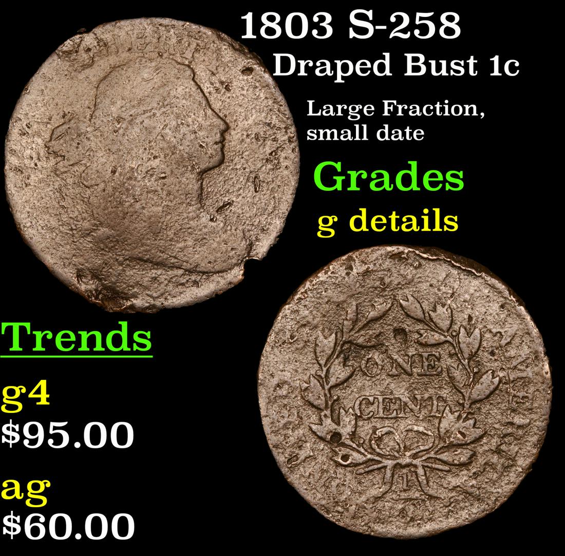 1803 S-258 Draped Bust 1c Grades g details (1 of 3)