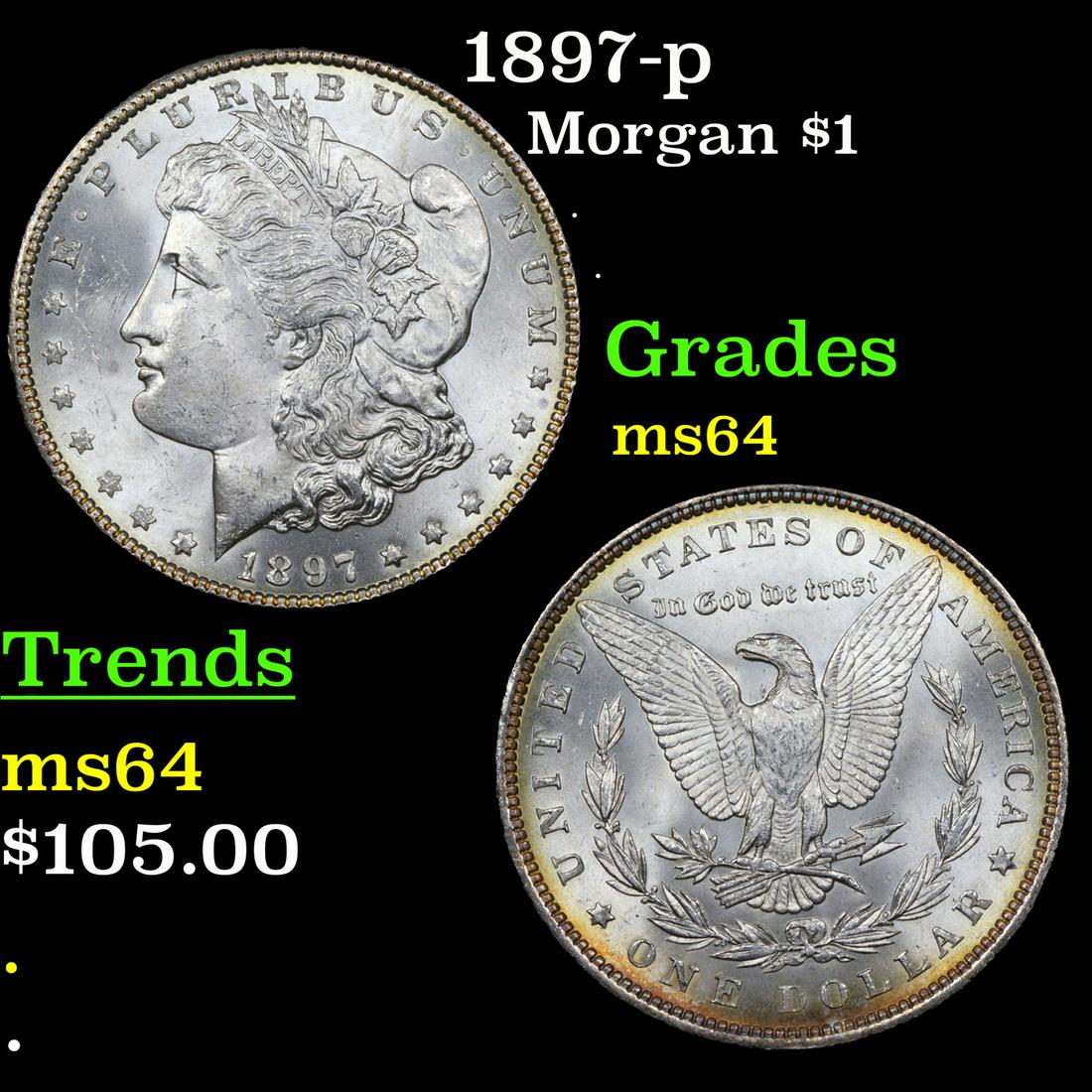 1897-p Morgan $1 Grades Choice Unc (1 of 3)