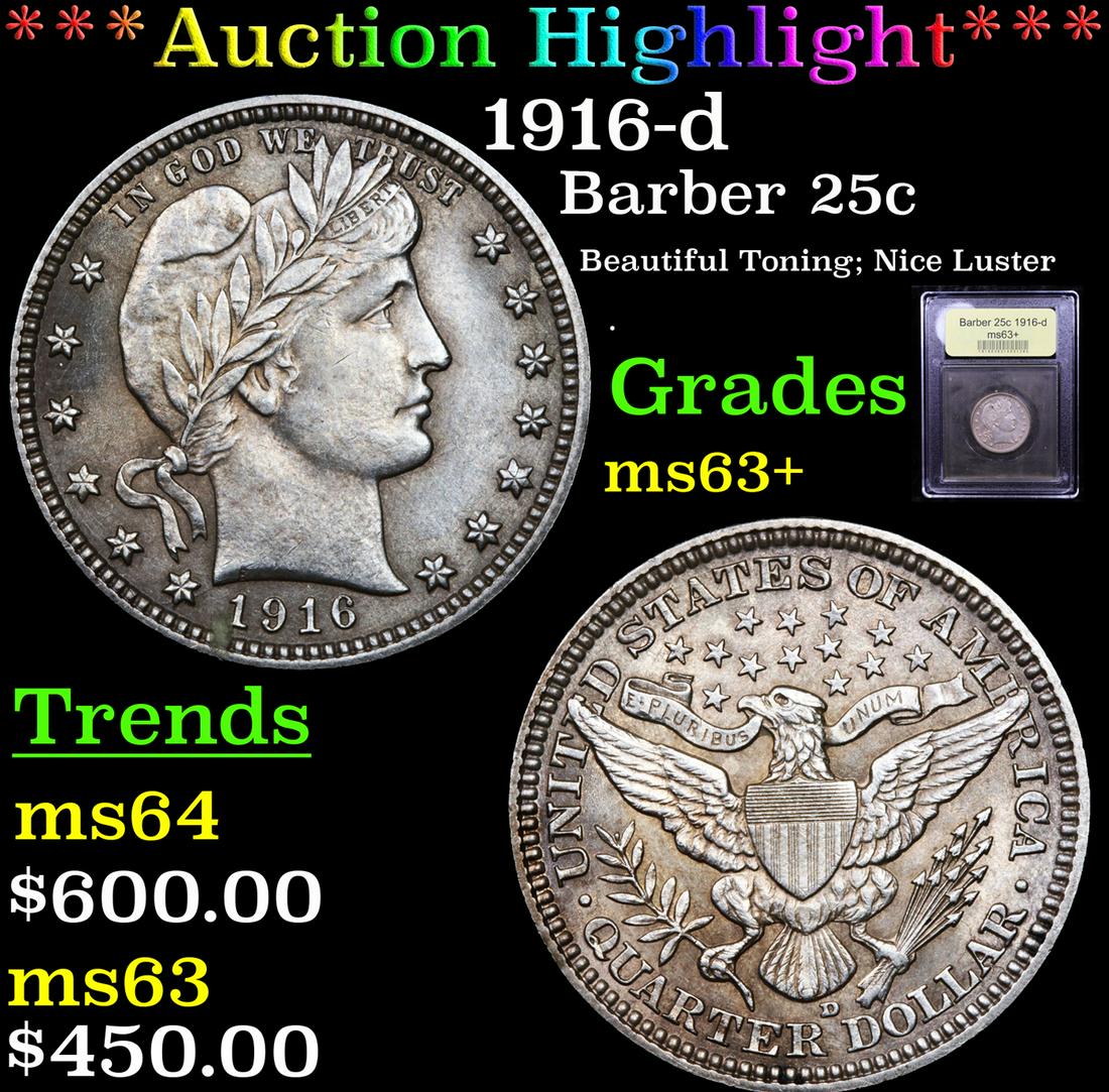 ***Auction Highlight*** 1916-d Barber Quarter 25c (1 of 5)