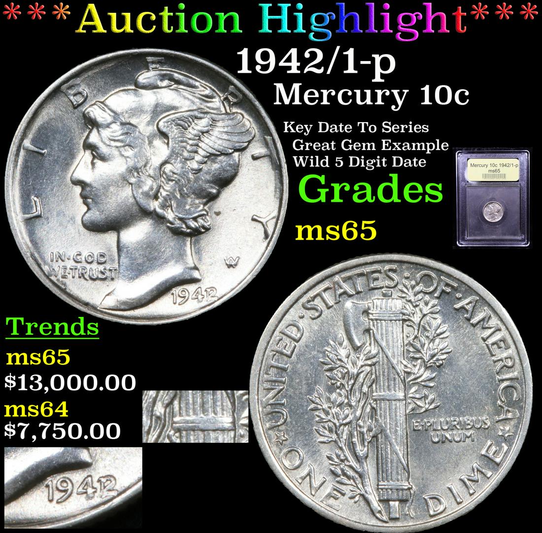 ***Auction Highlight*** 1942/1-p Mercury Dime 10c (1 of 7)