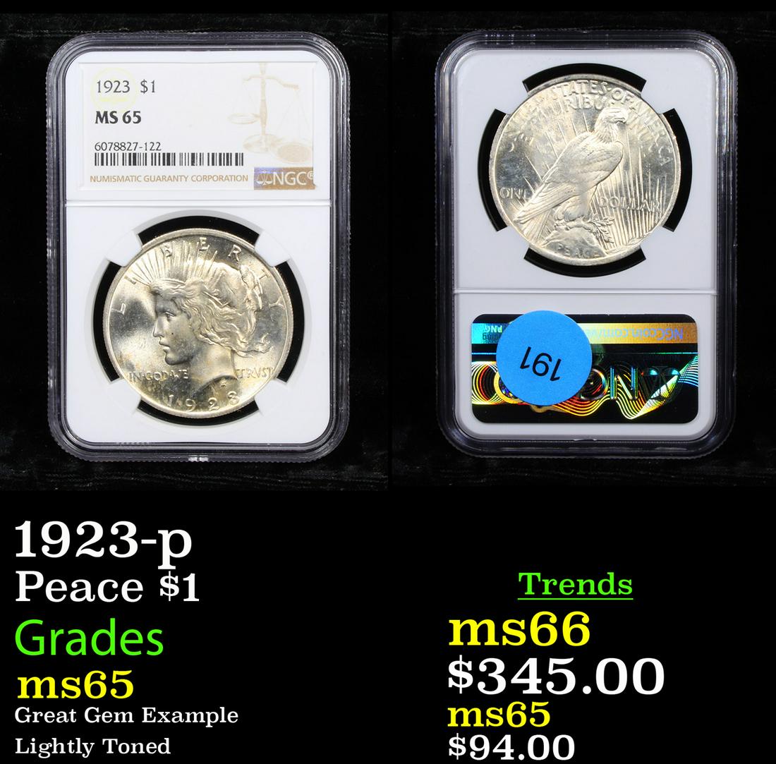 NGC 1923-p Peace Dollar $1 Graded ms65 By NGC (1 of 3)