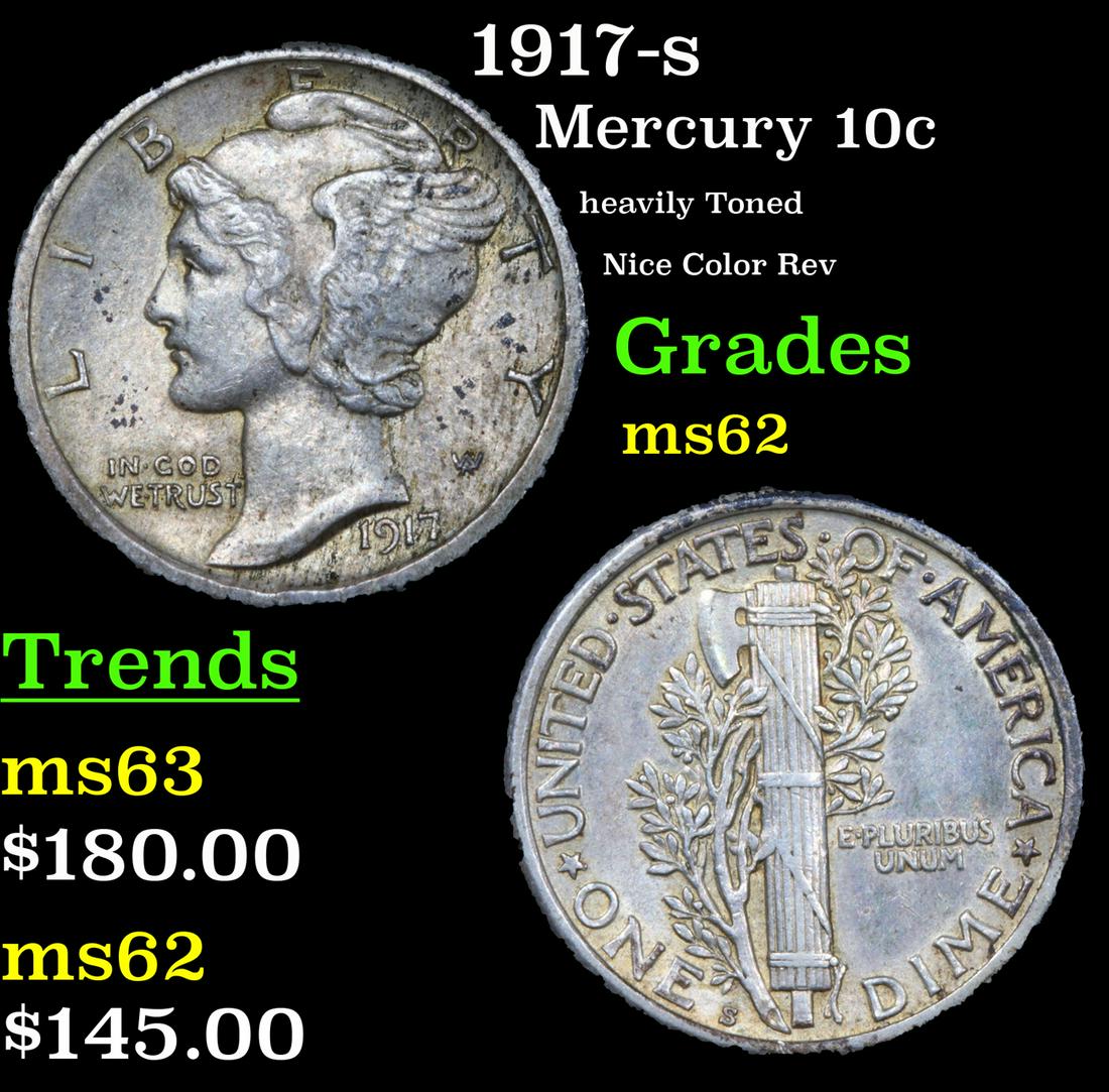 1917-s Mercury Dime 10c Grades Select Unc (1 of 3)