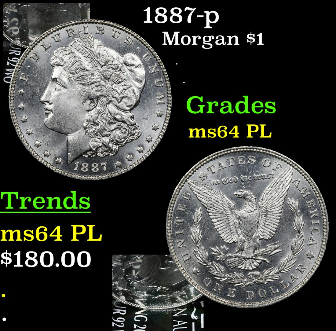 1887-p Morgan Dollar $1 Grades Choice Unc PL (1 of 7)