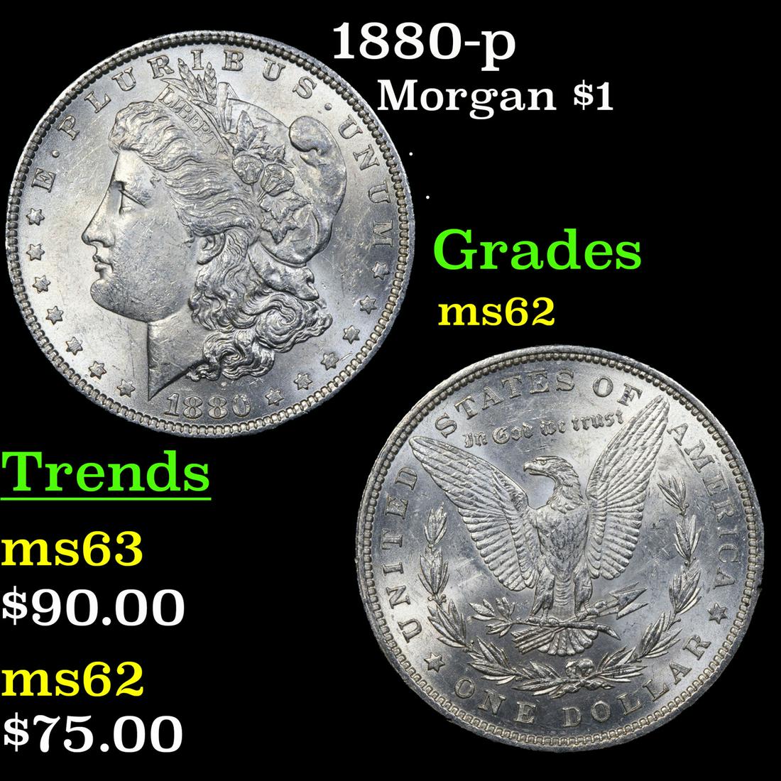1880-p Morgan $1 Grades Select Unc (1 of 3)