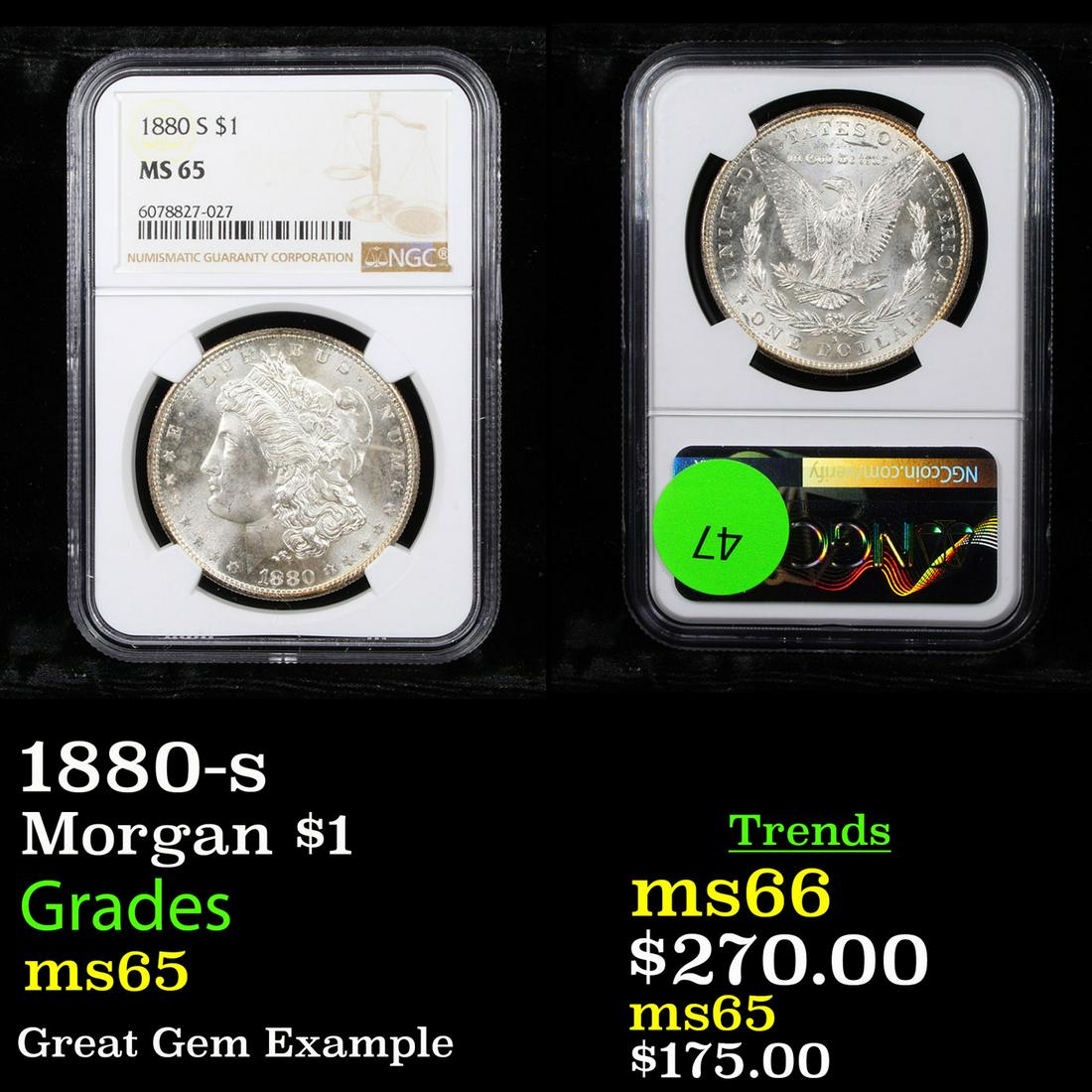 1880-s Morgan $1 Graded ms65 (1 of 5)