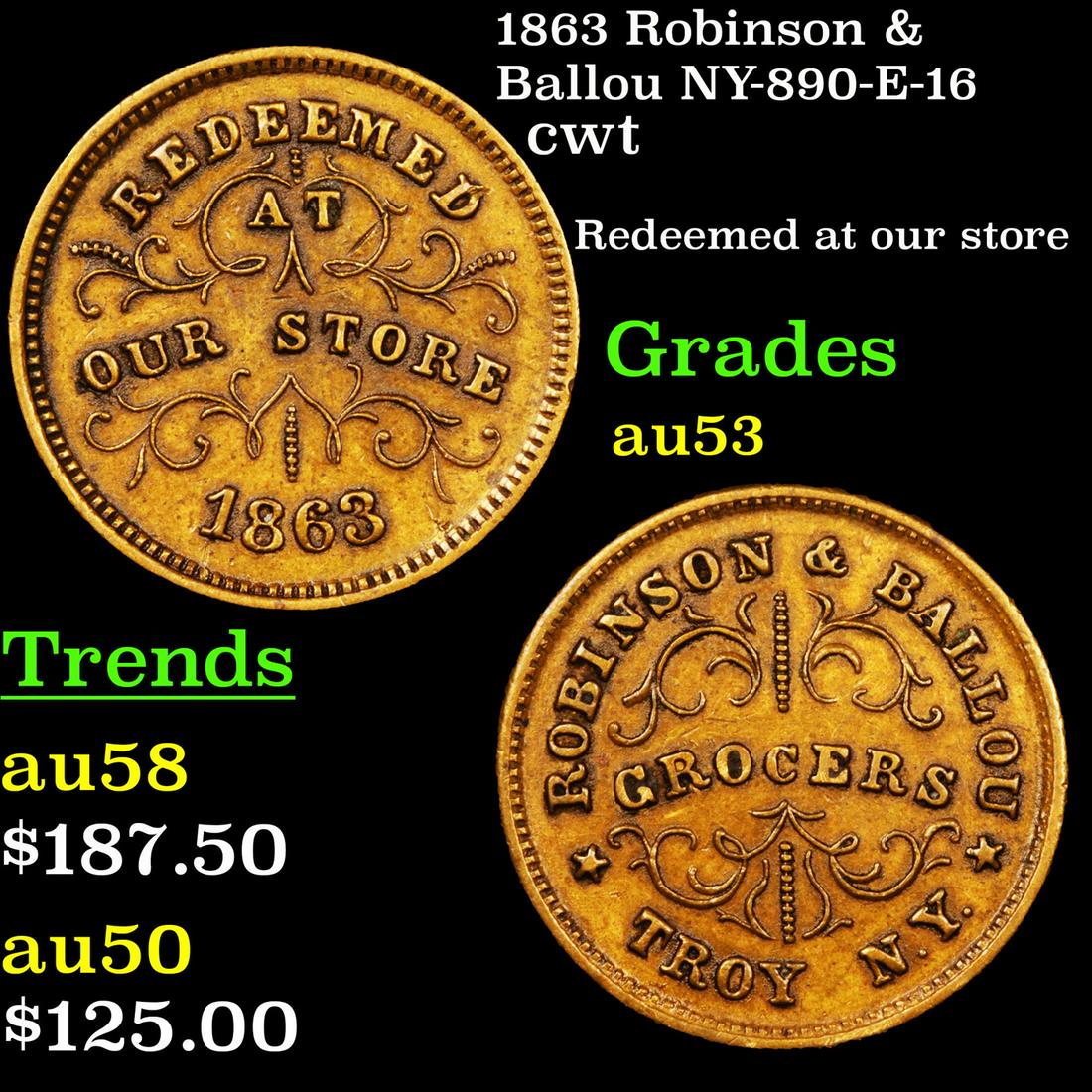 1863 Robinson & Ballou NY-890-E-16 cwt Grades Select AU (1 of 3)