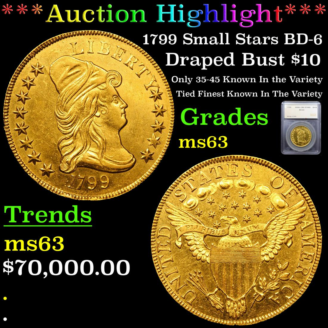 *HIGHLIGHT OF ENTIRE AUCTION* 1799 Small Stars Gold (1 of 7)