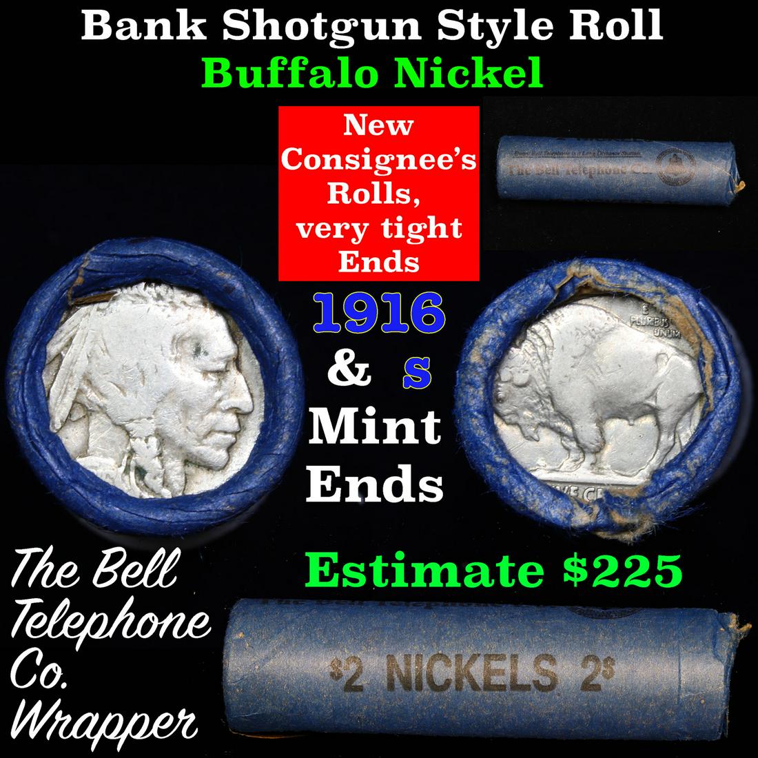 Buffalo Nickel Shotgun Roll in Old  'Bell Telephone' Wr (1 of 5)
