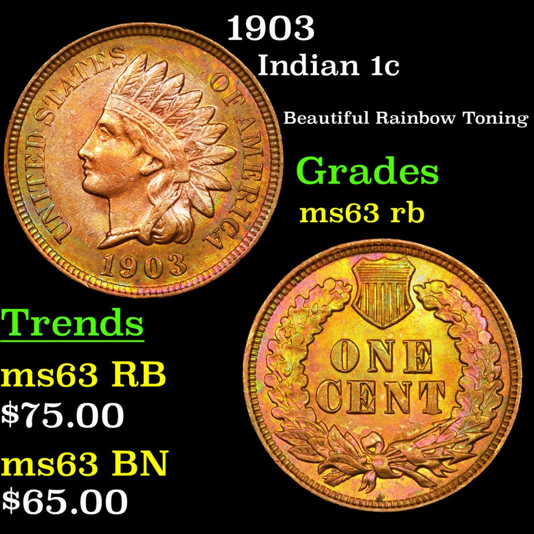 1903 Indian Cent 1c Grades Select Unc RB (1 of 3)
