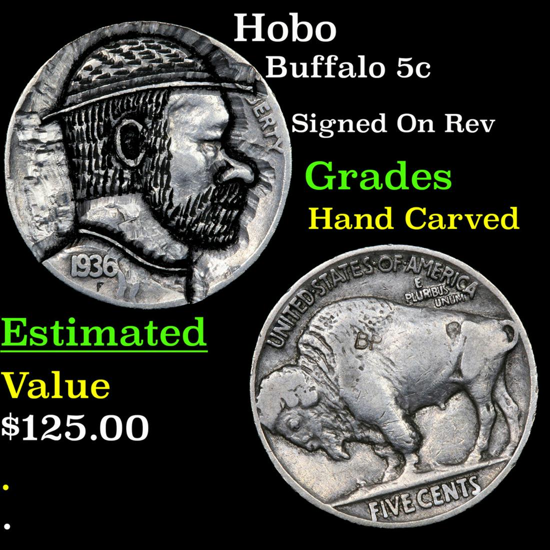 Hobo Buffalo Nickel 5c Grades Hand Carved (1 of 3)