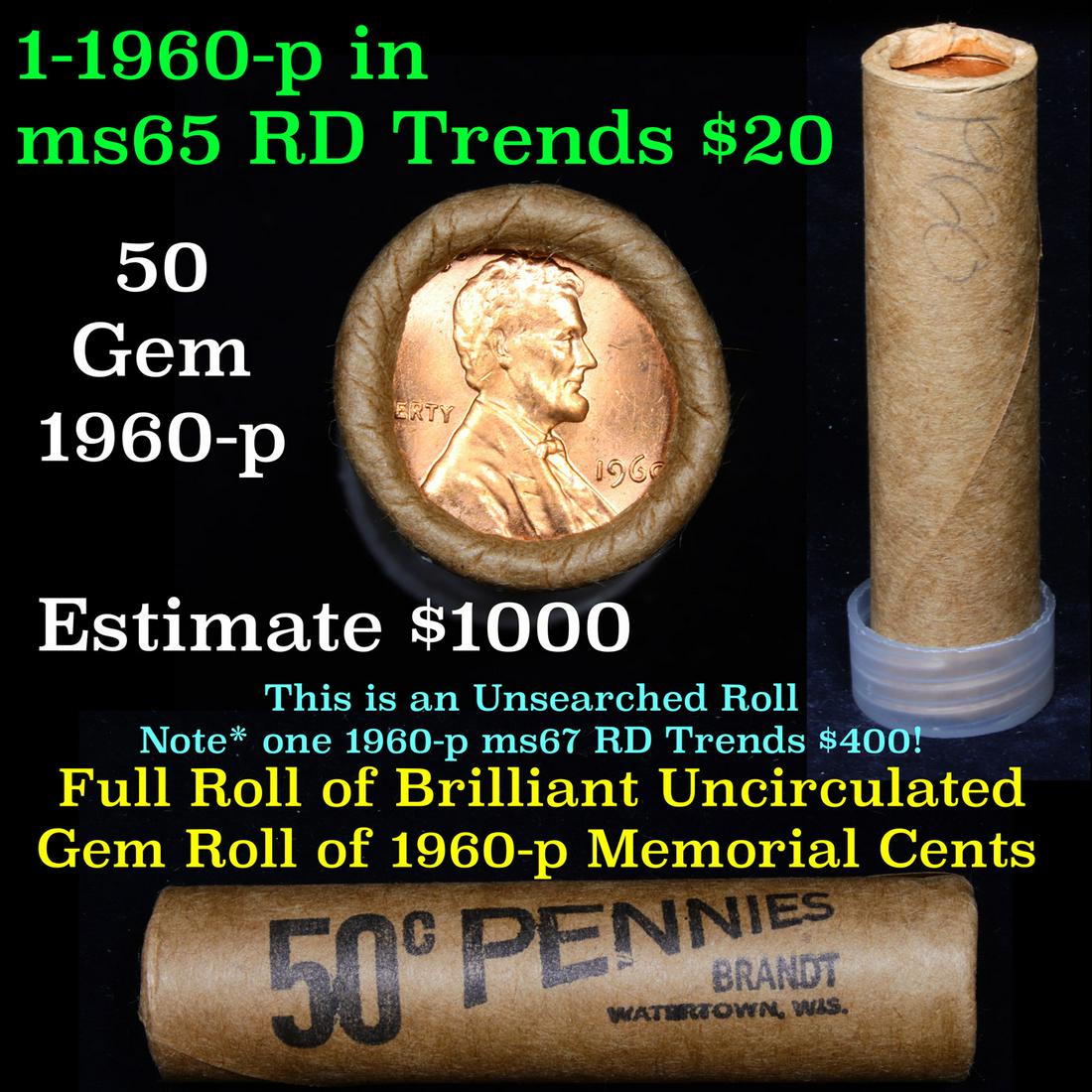 Shotgun Lincoln 1c roll, 1960-p 50 pcs Brandt Wrapper (1 of 5)