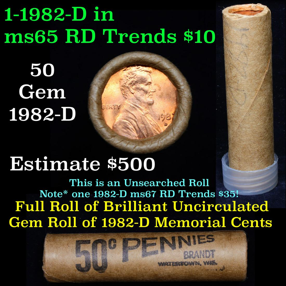 Shotgun Lincoln 1c roll, 1982-d 50 pcs Brandt Wrapper (1 of 5)