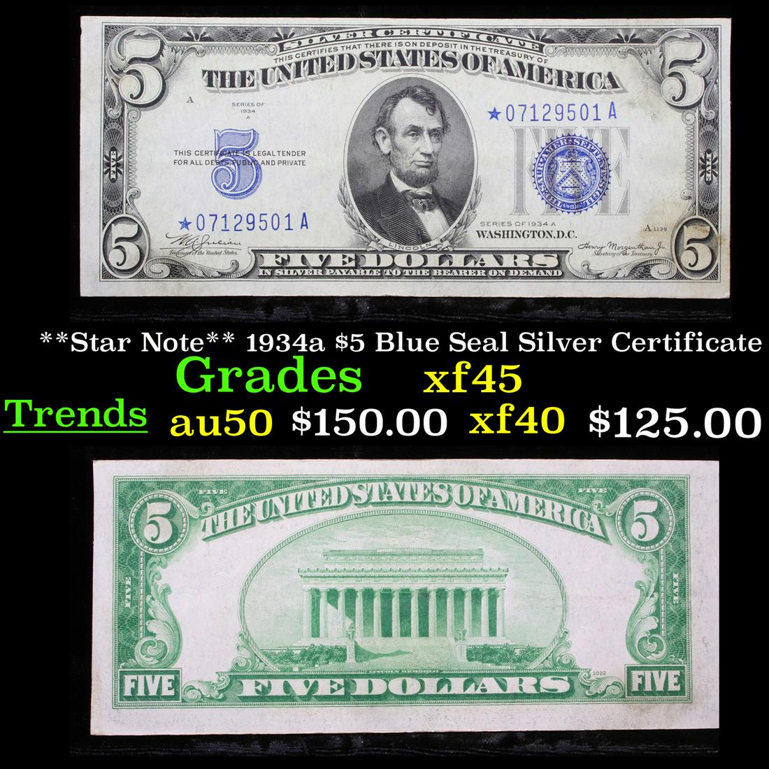 **Star Note** 1934a $5 Blue Seal Silver Certificate (1 of 3)