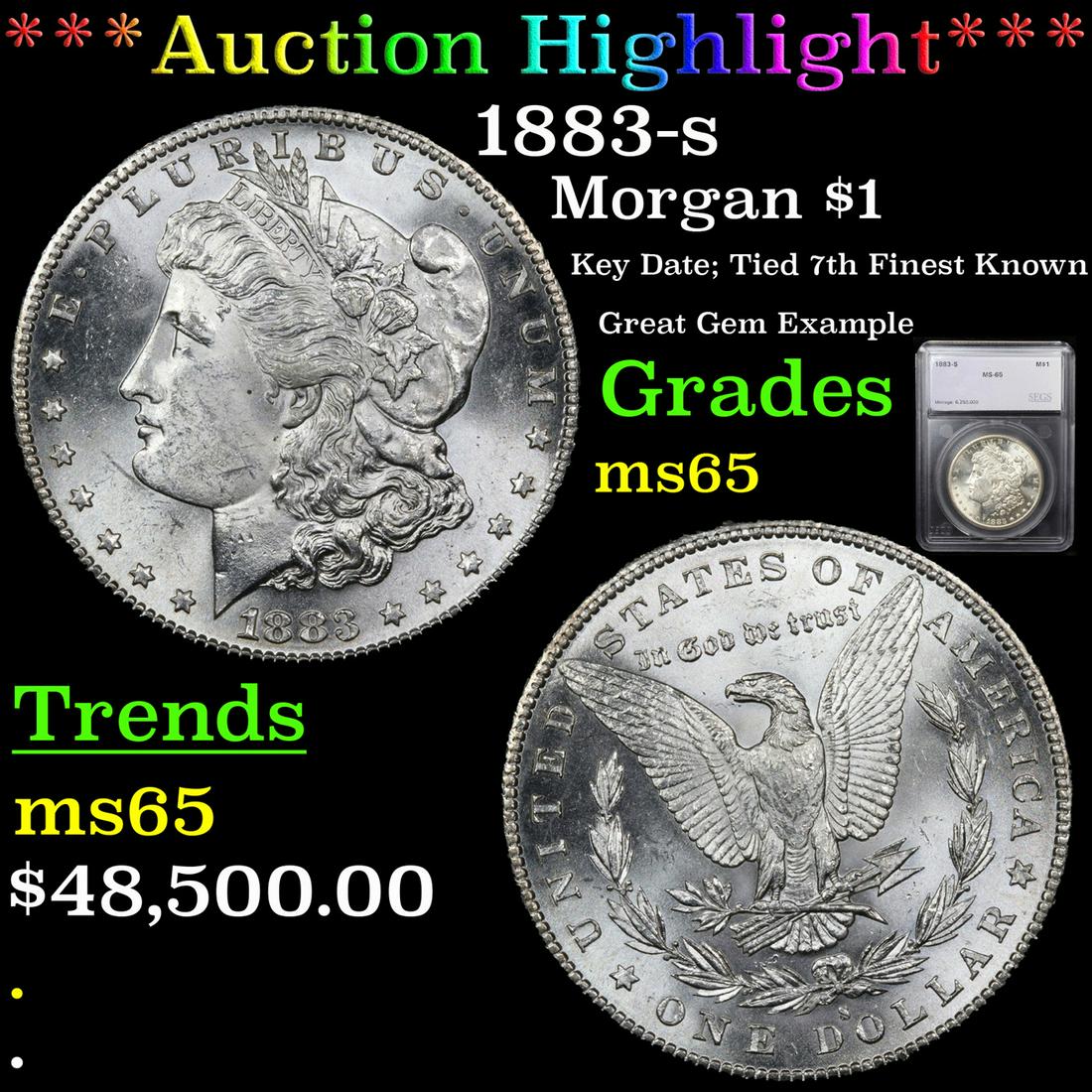 ***Auction Highlight*** 1883-s Morgan Dollar $1 Graded (1 of 7)