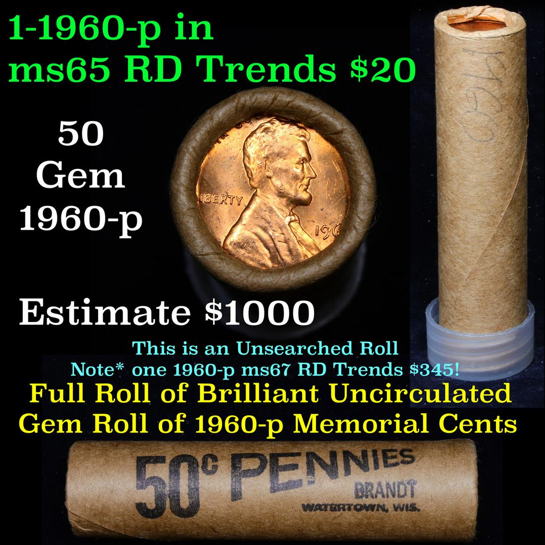 Shotgun Lincoln 1c roll, 1960-p 50 pcs Brandt Wrapper (1 of 5)