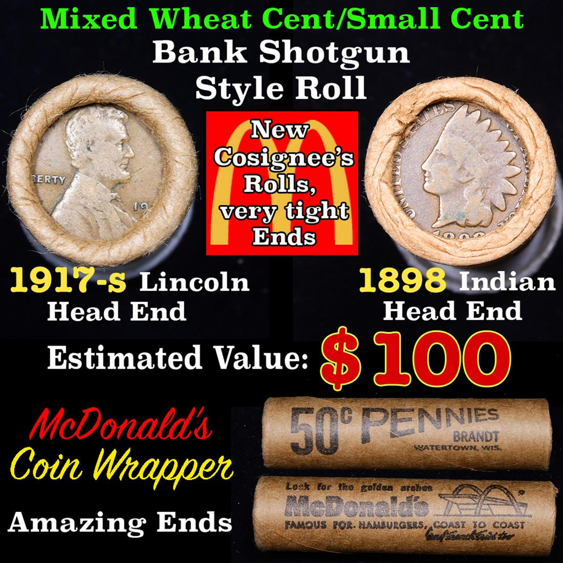Mixed small cents 1c orig shotgun roll, 1917-s Wheat (1 of 5)