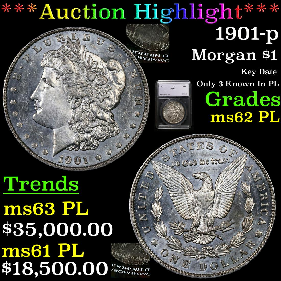 *HIGHLIGHT OF ENTIRE AUCTION* 1901-p Morgan Dollar $1 (1 of 11)