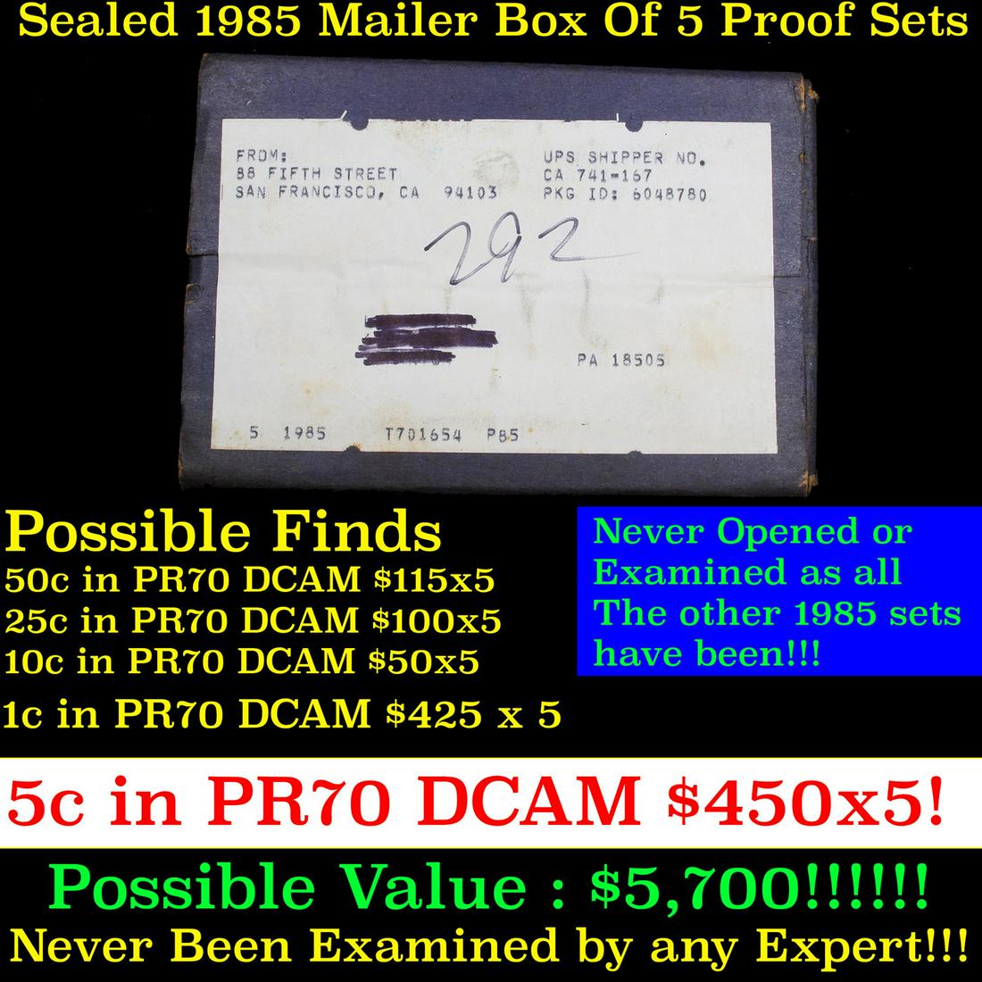 ***Auction Highlight*** Original sealed box 5- 1985 (1 of 3)