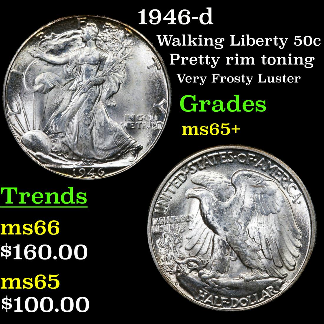 1946-d Walking Liberty 50c Grades GEM+ Unc (1 of 3)