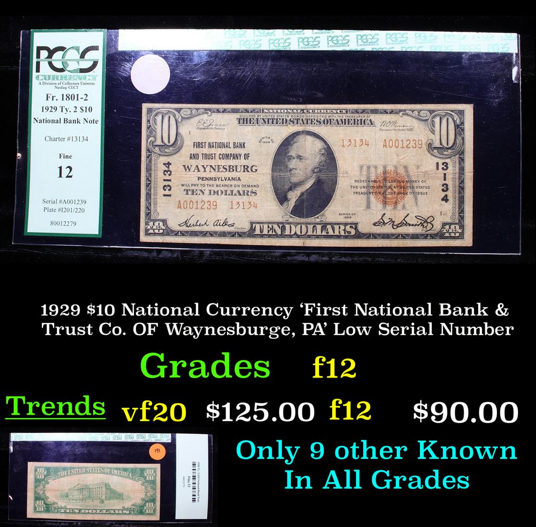 PCGS 1929 $10 National Currency 'First National Bank 7 (1 of 3)