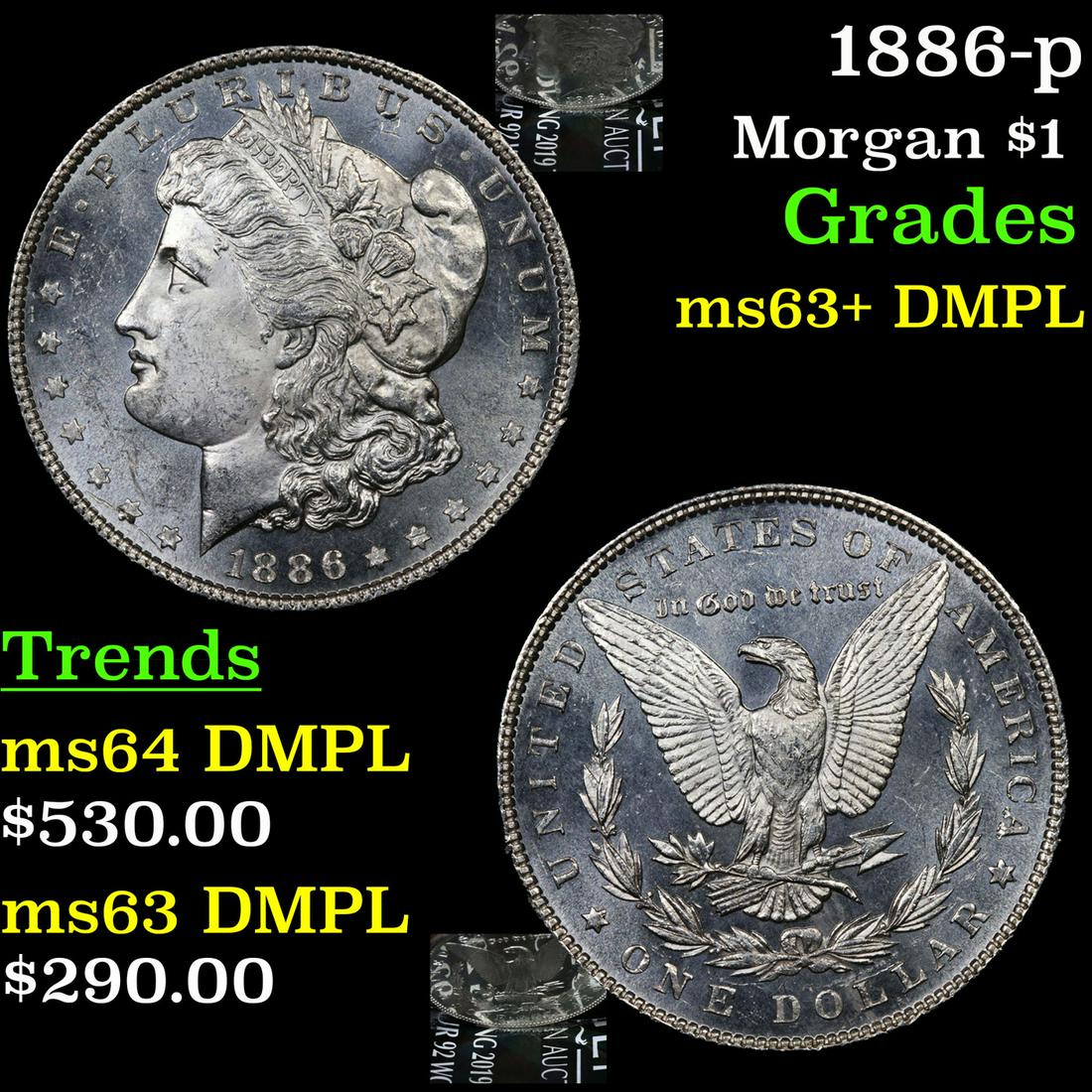 1886-p Morgan $1 Grades Select Unc+ DMPL (1 of 7)
