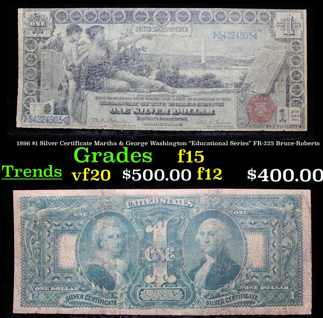 1896 $1 Silver Certificate Martha & George Washington (1 of 3)