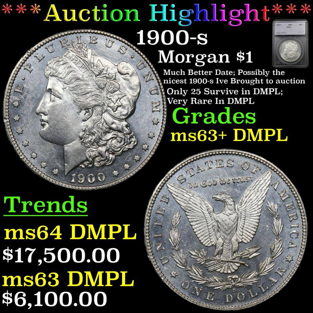 ***Auction Highlight*** 1900-s Morgan Dollar $1 Graded (1 of 9)