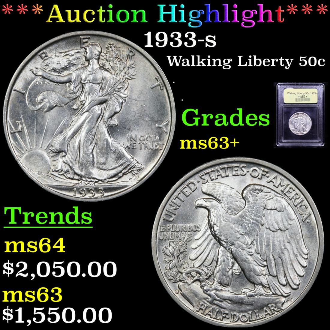 ***Auction Highlight*** 1933-s Walking Liberty Half (1 of 5)