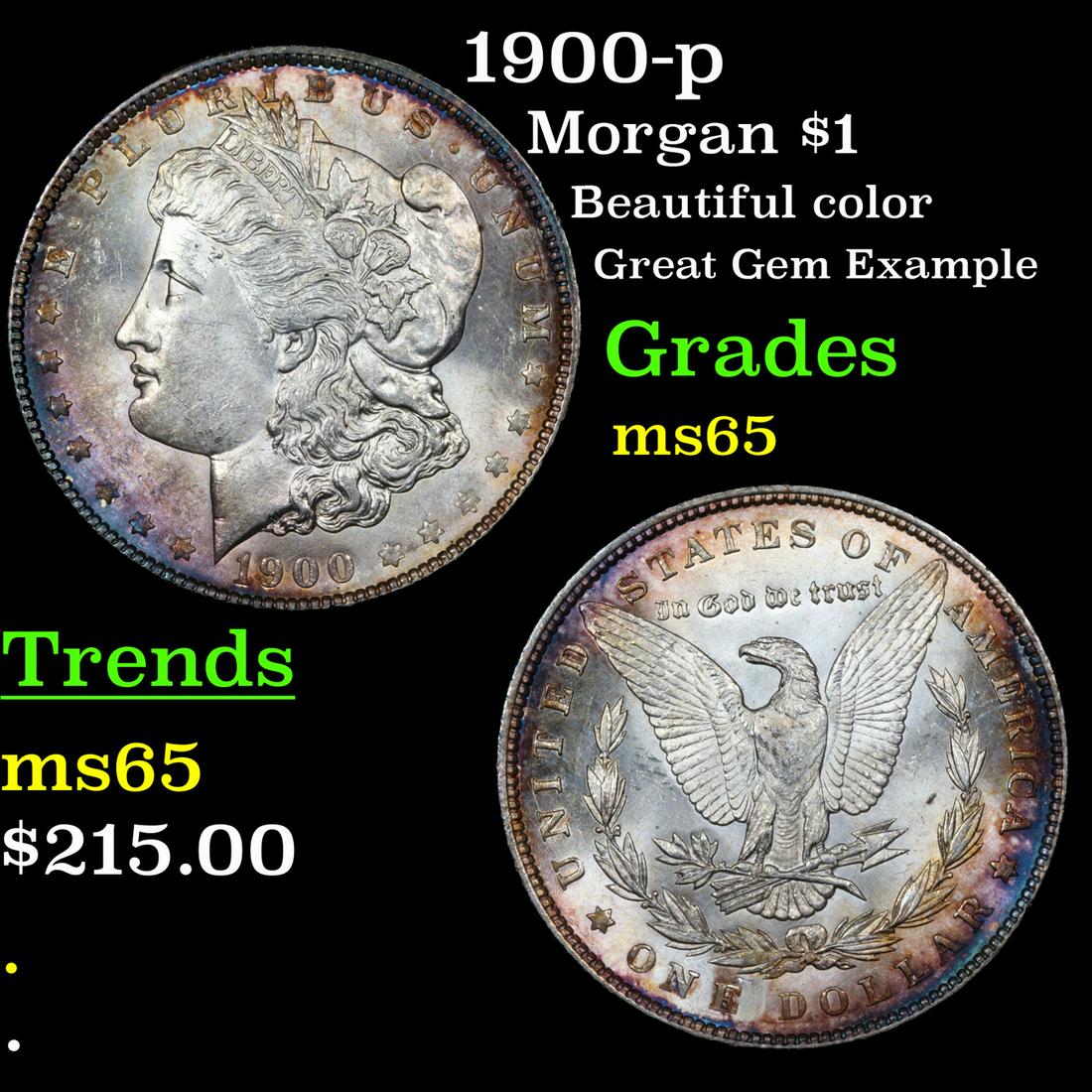 1900-p Morgan Dollar $1 Grades GEM Unc (1 of 3)
