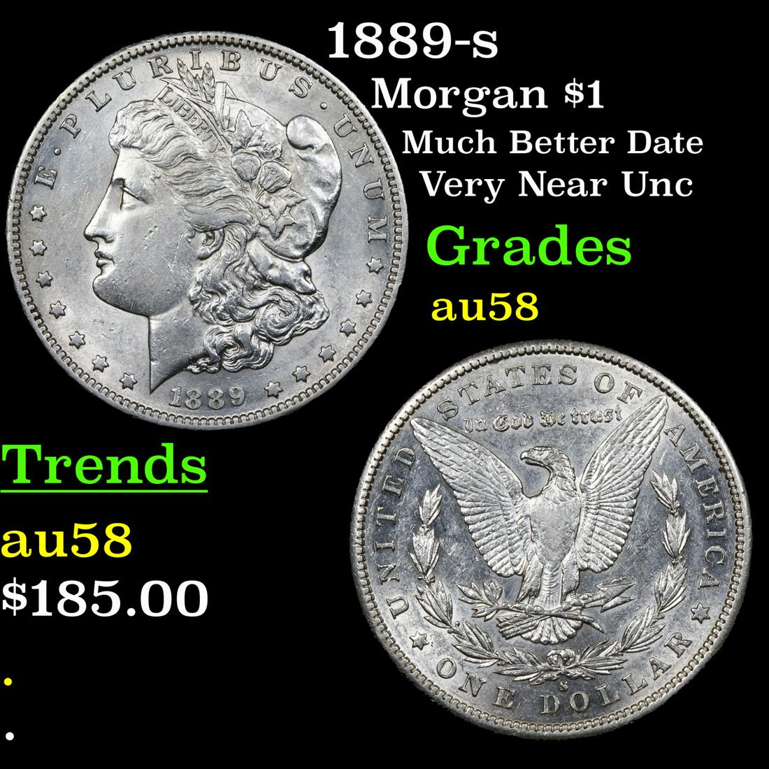 1889-s Morgan Dollar $1 Grades Choice AU/BU Slider (1 of 3)