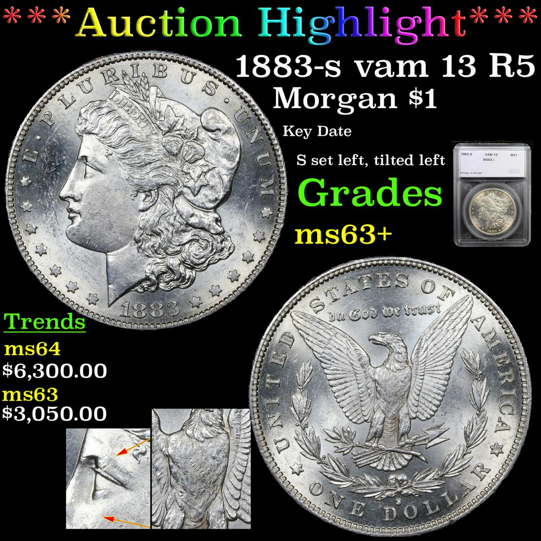 ***Auction Highlight*** 1883-s vam 13 R5 Morgan Dollar (1 of 9)