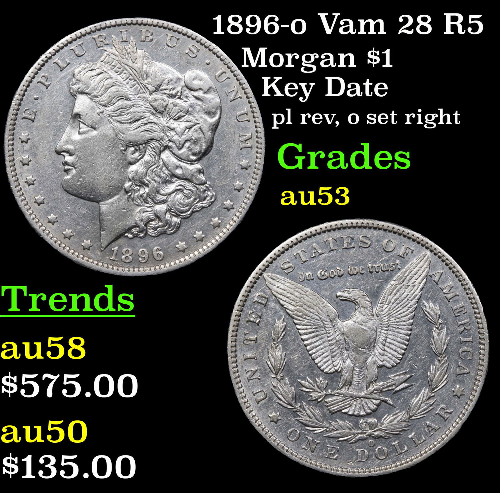 1896-o Vam 28 R5 Morgan Dollar $1 Grades Select AU (1 of 3)