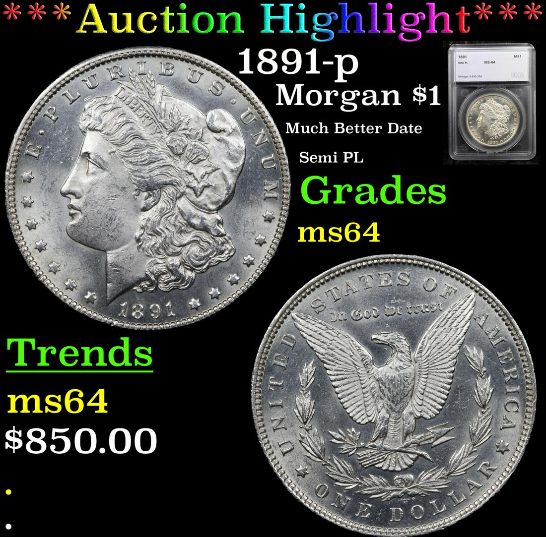 ***Auction Highlight*** 1891-p Morgan Dollar $1 Graded (1 of 5)
