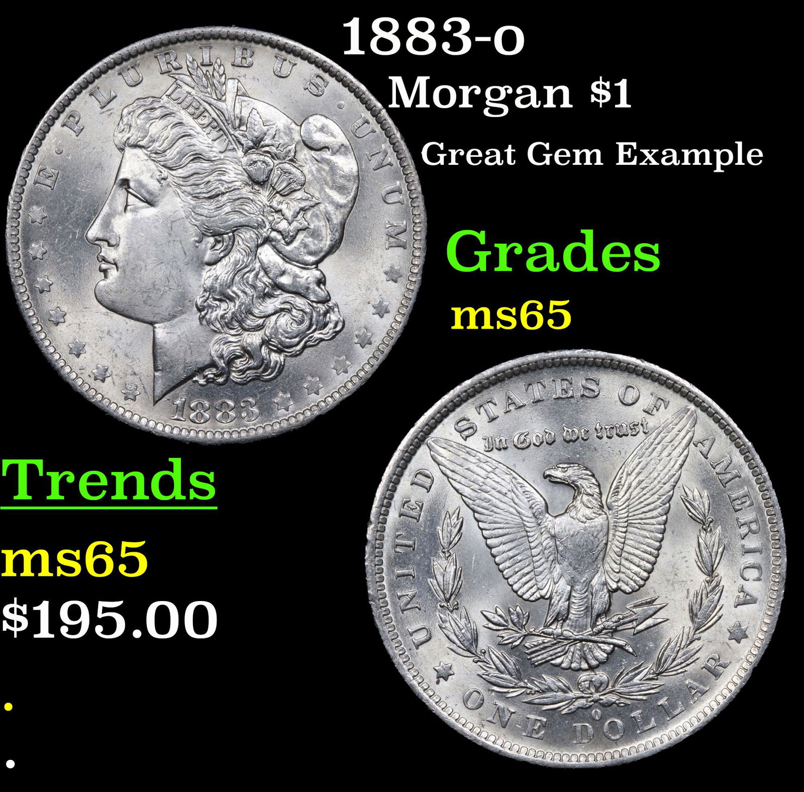 1883-o Morgan Dollar $1 Grades GEM Unc (1 of 3)